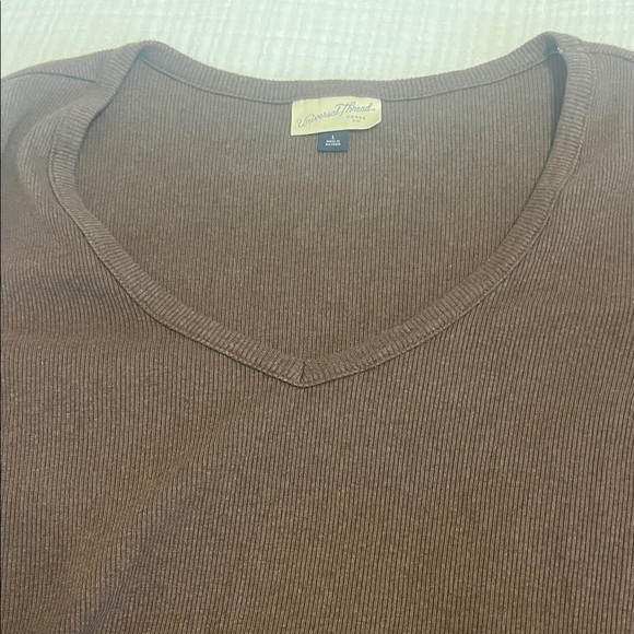 Universal Thread Brown Ribbed Knit Top - Picture 3 of 4